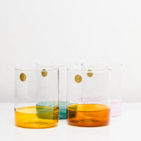 Kiosk Glass Pink, Yellow, Amber, Green Set of 4