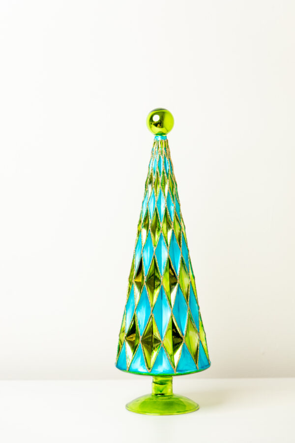 Mid Century Diamond Trees - Blue Green Medium