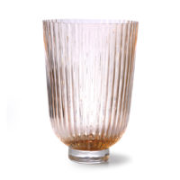 Glass Vase Ribbed Peach
