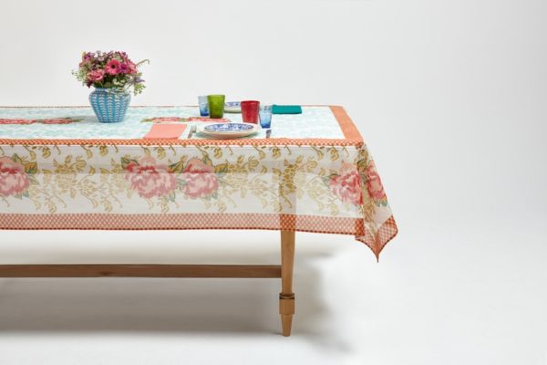 ORGANDY DOUBLE PEONY CINNAMON TURQUOISE 180 X 270CM MAL MAL - Imagen 4