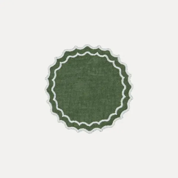 Navy Coaster Green With White Set of 6