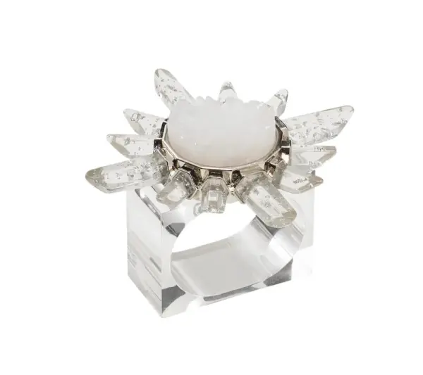 Coronet Napkin Ring in Silver & Crystal, Set of 4