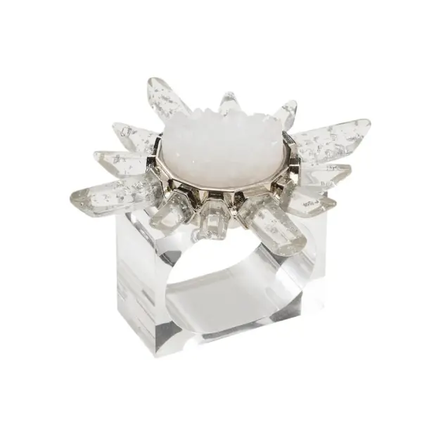 Coronet Napkin Ring in Silver & Crystal, Set of 4