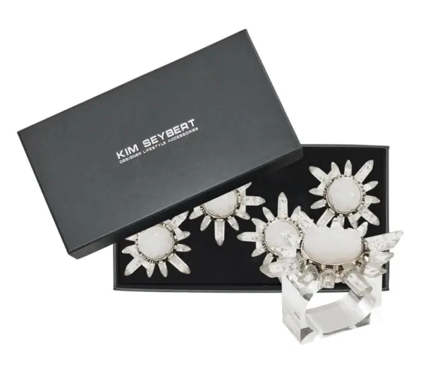 Coronet Napkin Ring in Silver & Crystal, Set of 4 - Imagen 3