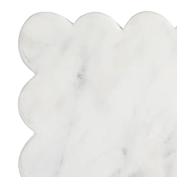 Marble Cheese/Cutting Board w/ Scalloped Edge, White - Imagen 4