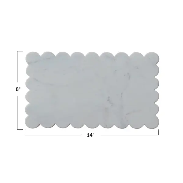 Marble Cheese/Cutting Board w/ Scalloped Edge, White - Imagen 5