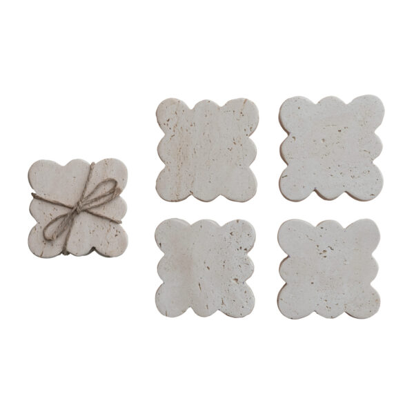 Travertine Coasters / Scalloped Edge Set of 4