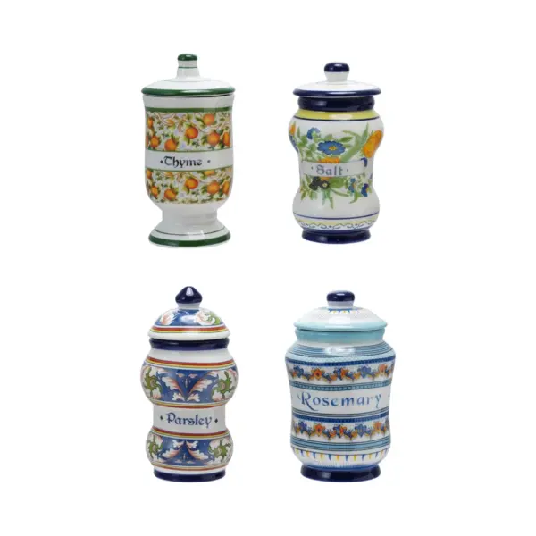 Ceramic Canister with Design & Spice Name 4 Styles