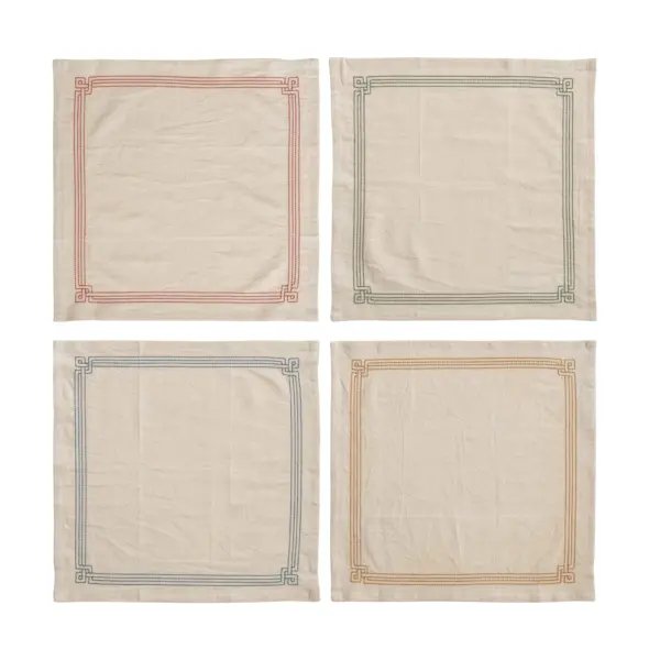 Cotton Napkins Embroidery Multi Color Set of 4 - Imagen 2