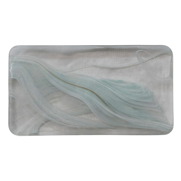 Art Glass Tray White & Blue