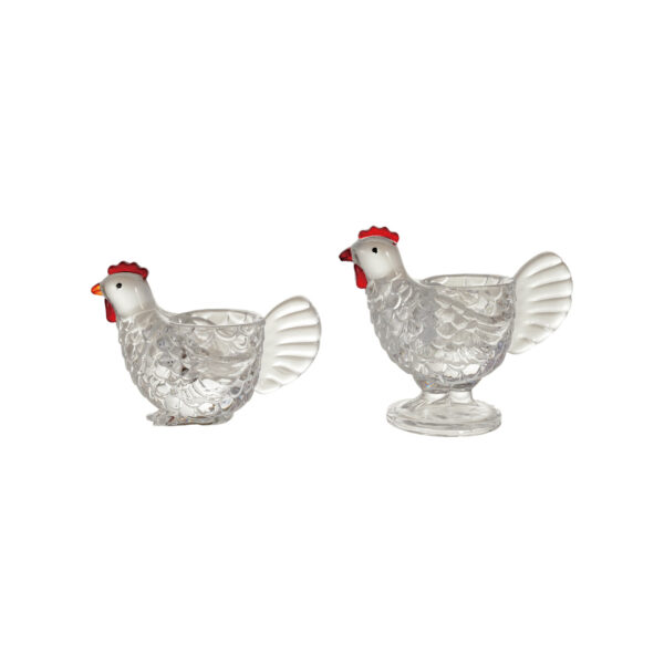Glass Chicken Shaped Votive Holder Set of 2 Styles