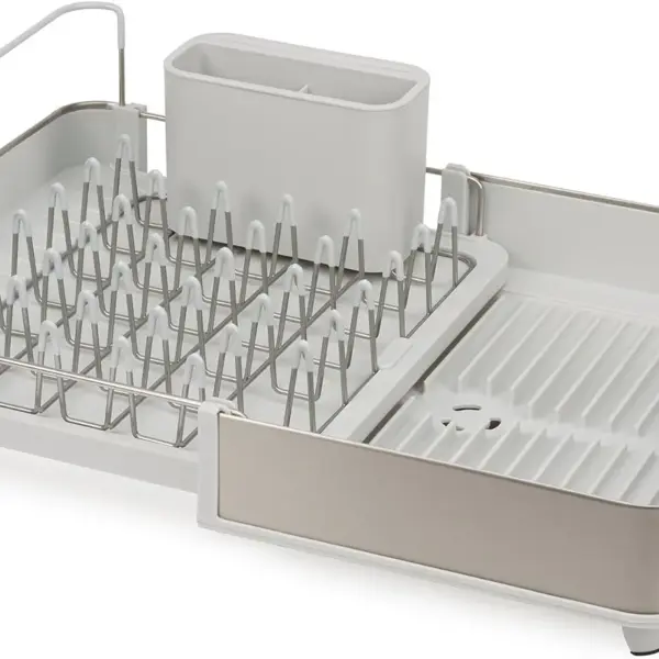 Extend™ Steel Plus Expandable Stone Dish Drainer with Wine Glass Rack