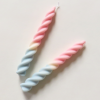 CANDLE TAPERED TWIRL PINK+BLUE SINGLE