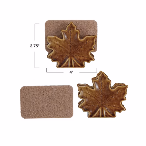 Stoneware Leaf Sponge Holder w/Sponge - Imagen 3