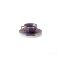 COFFEE CUP W/ SAUCER PURPLE VINTAGE GOLD DETAILS