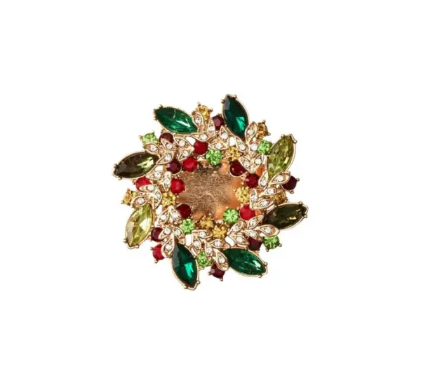 Gem Wreath Napkin Rings in Red, Green, & Gold, Set of 4 in a Gift Box - Imagen 2