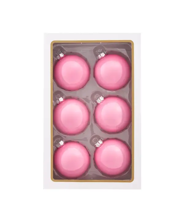 Glass Pearlized Pink Ball Ornaments, Set Of 6 - Imagen 2