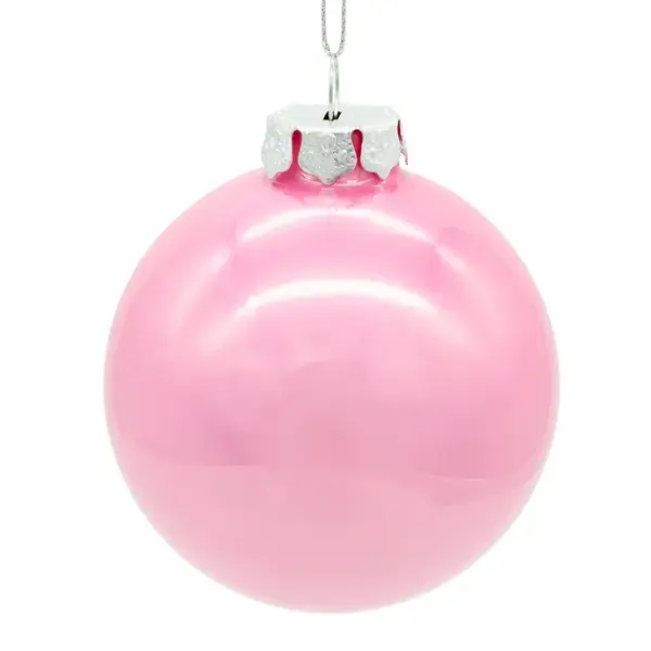 Glass Pearlized Pink Ball Ornaments, Set Of 6