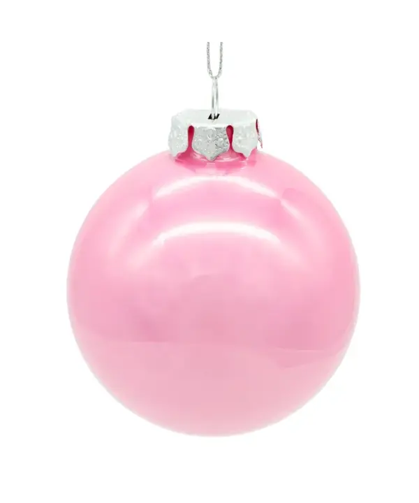 Glass Pearlized Pink Ball Ornaments, Set Of 6