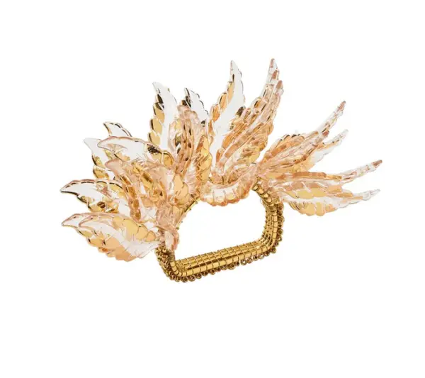 Gilded Leaves Napkin Ring in Gold Set of 4