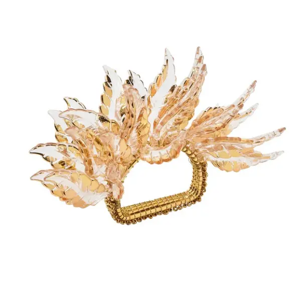 Gilded Leaves Napkin Ring in Gold Set of 4