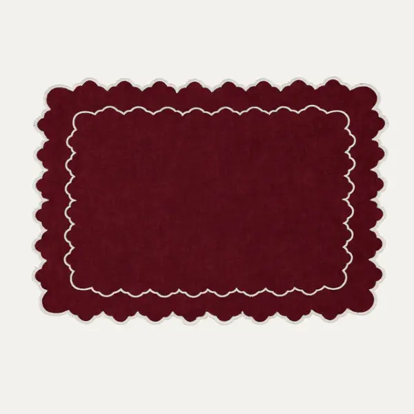 Placemat Esmeralda Linen / White with Red Set of 6