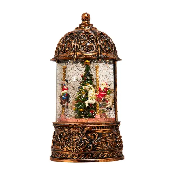 Battery Operated Lighted Led Santa & Carousel Water Lantern
