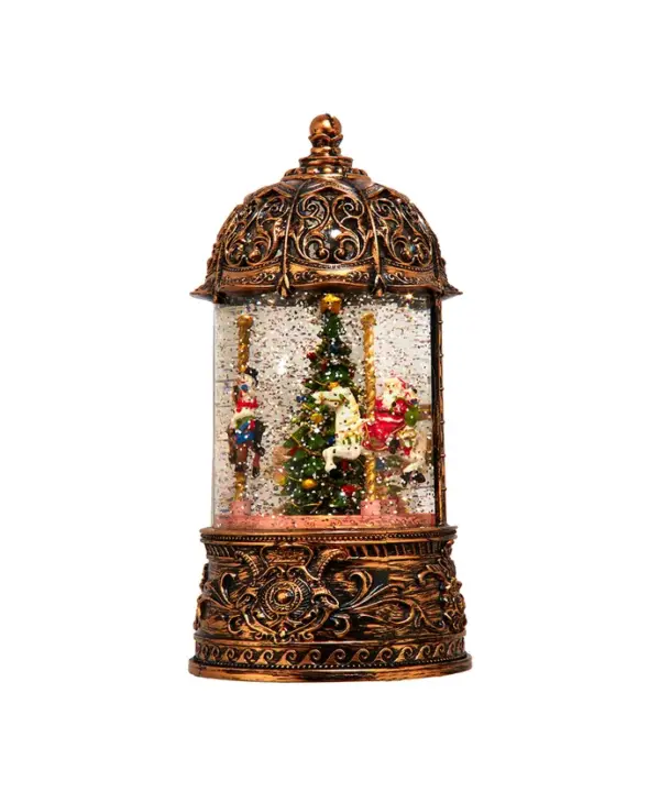 Battery Operated Lighted Led Santa & Carousel Water Lantern - Imagen 2