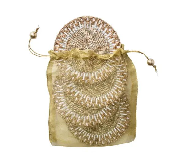 Palisade Coaster in Gold & amp; Silver, Set of 4 in a Gift Bag - Imagen 3