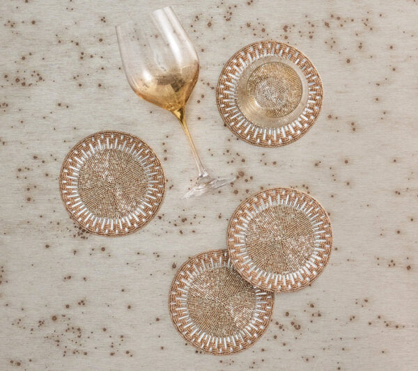 Palisade Coaster in Gold & amp; Silver, Set of 4 in a Gift Bag - Imagen 2