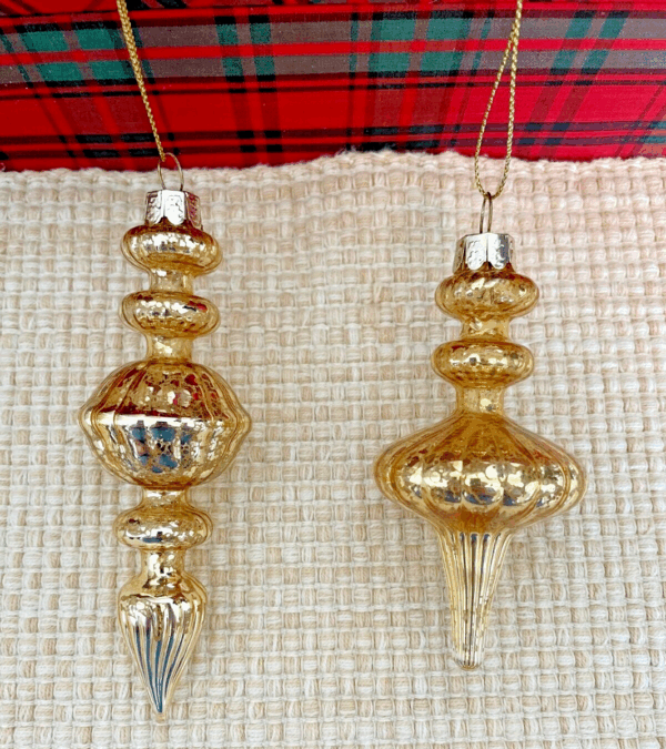 Glass Gold Finial Ornaments, 2 Assorted - Imagen 2