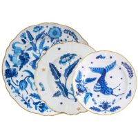 DINNER PLATE Ø 26,5 CM BLUE ALL OVER DECAL GOLD RIM - Imagen 4