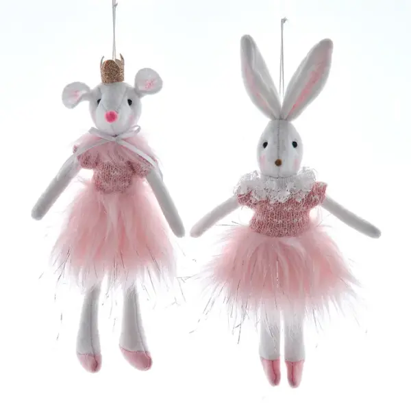 Ballet Mouse/ Rabbit Ornament Set of 2