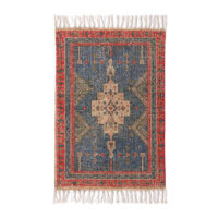 Printed Bath Mat Red/Blue Overtufted