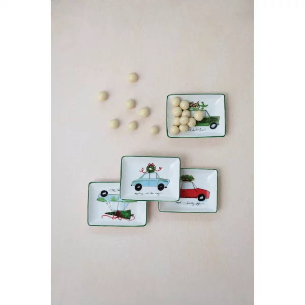 Stoneware Dish with Car and Holiday Saying, Multi Color, 4 Styles - Imagen 2
