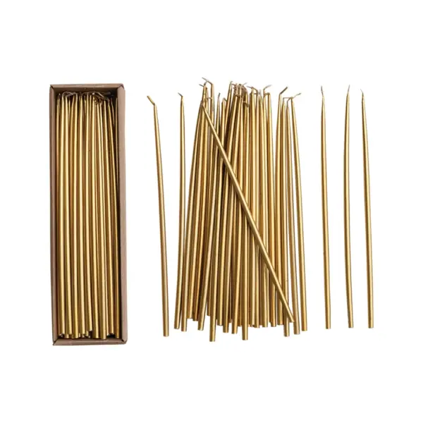 Unscented Thin Taper Candles in Box, Gold S/36