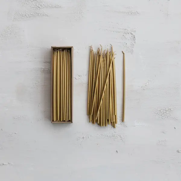 Unscented Thin Taper Candles in Box, Gold S/36 - Imagen 2