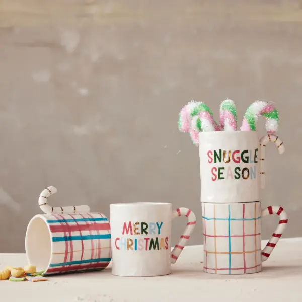 Stoneware Mug with Candy Cane Handle, 4 Styles - Imagen 2