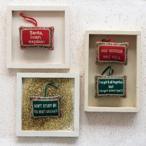 Cotton Velvet Pillow Ornament w/ Saying 4 Styles - Imagen 2