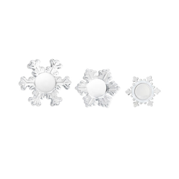 Round Glass Snowflake Shaped Tealight Holders Set of 3