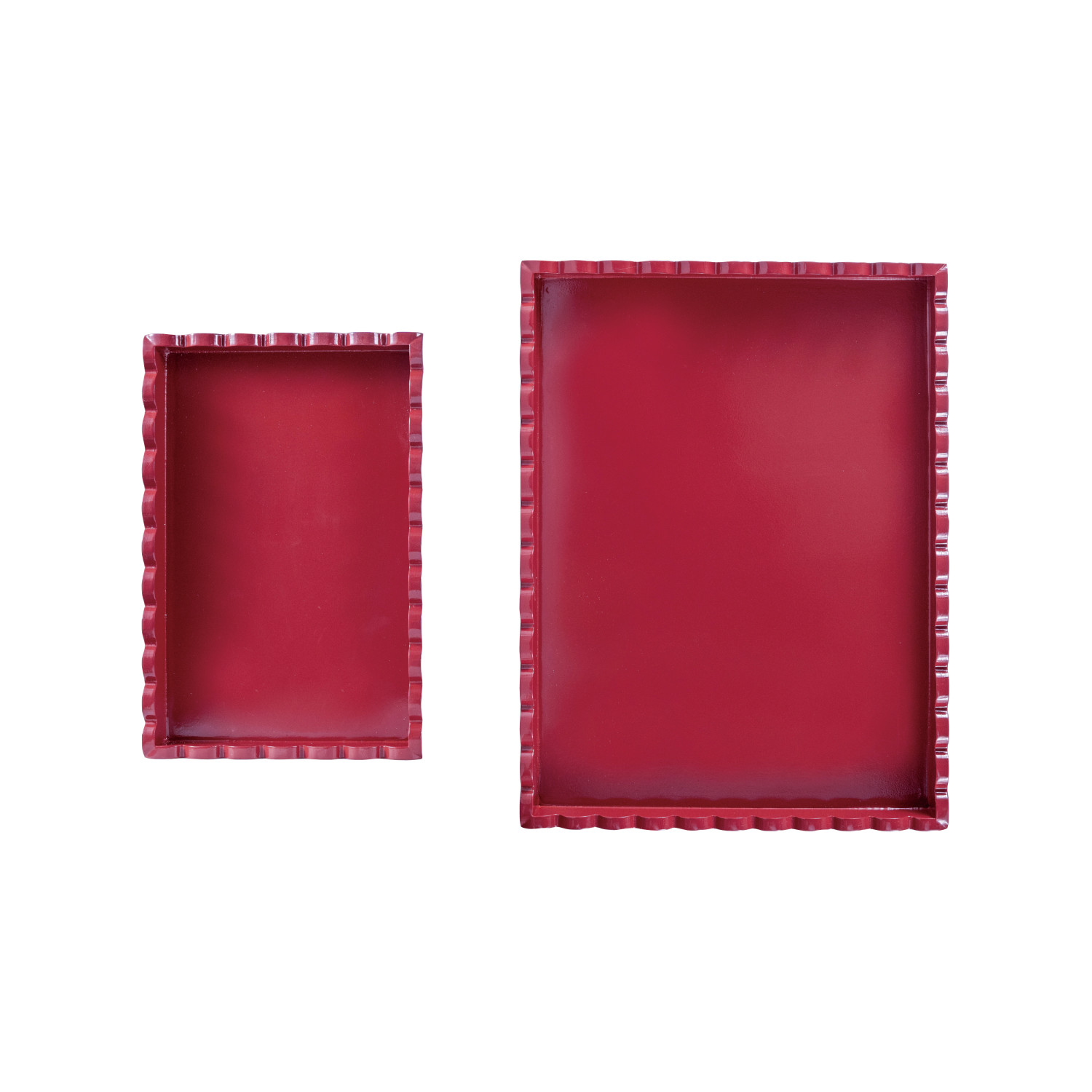 Decorative MDF Lacquered Scalloped Trays Cranberry Color - Imagen 3