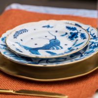 DINNER PLATE Ø 26,5 CM BLUE ALL OVER DECAL GOLD RIM - Imagen 6